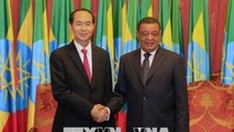 Chủ tịch nước Trần Đại Quang hội đàm với Tổng thống Ethiopia Mulatu Teshome. Ảnh: Nhan Sáng/TTXVN
