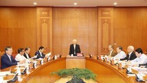 Tổng Bí thư, Chủ tịch nước Nguyễn Phú Trọng, Trưởng Ban Chỉ đạo Trung ương về phòng, chống tham nhũng phát biểu kết luận cuộc họp của Thường trực Ban Chỉ đạo tháng 11/2018. (Ảnh: Trí Dũng/TTXVN)