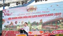 Ông Phạm Văn Cảnh – Phó Chủ tịch UBND tỉnh Long An phát biểu chúc mừng Hội Xuân Văn hóa Du lịch Happyland 2019