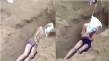 Nạn nhân bị trói, trùm đầu, chôn sống dưới hố.