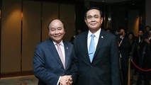 Thủ tướng Nguyễn Xuân Phúc và Thủ tướng Thái Lan Prayut Chan-o-cha. Ảnh: VGP/Quang Hiếu