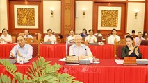 Tổng Bí thư, Chủ tịch nước Nguyễn Phú Trọng phát biểu tại buổi làm việc với Ban Thường vụ Thành ủy Hà Nội. Ảnh: TTXVN.