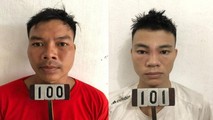 Phan Văn Thương (trái) và Phan Văn Mạnh tại cơ quan Công an