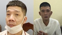 Phạm Anh Tuấn (trái) và Dương Thanh Tùng tại cơ quan Công an.
