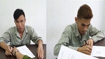 Tú (bên trái) và Hào (bên phải) tại cơ quan chức năng.