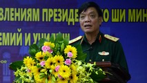 Trung tướng Ngô Minh Tiến, Phó tổng Tham mưu trưởng phát biểu tại buổi lễ.