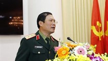 Trung tướng Nguyễn Tân Cương, Thứ trưởng Bộ Quốc phòng phát biểu tại hội nghị.