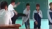 Thầy H đá thẳng vào ngực học sinh, tát tới tấp.