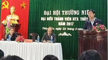 Ông Hoàng Thăng Long Chủ tịch UBND phường Thủy Biều, TP.Huế phát biểu tại Đại hội thường niên đại biểu thành viên HTX Thủy Biều. (Ảnh: UBND phường Thủy Biều)