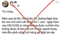 Nội dung tin đồn thất thiệt do tài khoản facebook Pa Ri đăng tải.