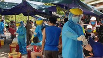 Khu vực phường Nại Hiên Đông lấy mẫu xét nghiệm cho người dân khi phường ghi nhận có ca mắc Covid-19 tại môt số chung cư