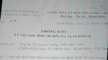 Thông báo tạm đình chỉ điều tra vụ án của công an huyện Kinh Môn (Ảnh: NNCC)