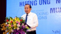Phó Thủ tướng Trương Hòa Bình phát biểu tại lễ mít tinh “Ngày toàn dân phòng, chống mua bán người 30/7”.
