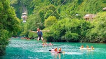 Trải nghiệm độc đáo đu zipline 2 dây dài nhất Việt Nam băng qua sông Chày.