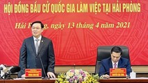 Uỷ viên Bộ Chính trị, Chủ tịch Quốc hội Vương Đình Huệ phát biểu tại buổi làm việc với TP Hải Phòng.