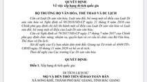 Mộ và đền thờ Tiến sĩ Đào Toàn Bân ở xã Song Khê, Bắc Giang được công nhận Di tích quốc gia