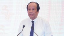 Bộ trưởng, Chủ nhiệm Văn phòng Chính phủ Mai Tiến Dũng tại buổi họp báo.