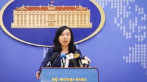 Người phát ngôn Bộ Ngoại giao Lê Thị Thu Hằng tại họp báo.