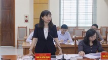 Bí thư huyện ủy An Dương Trần Thị Quỳnh Trang báo cáo tại Hội nghị.