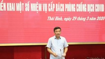 Ông Đặng Trọng Thăng, Phó Bí thư Tỉnh ủy, Chủ tịch UBND tỉnh, Trưởng Ban Chỉ đạo phòng, chống Covid-19 tỉnh Thái Bình phát biểu chỉ đạo cuộc họp.