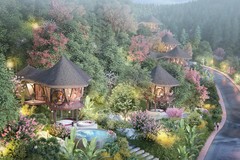 Xu hướng phát triển bất động sản nghỉ dưỡng ngoại ô hiện nay đang hướng đến đảm bảo các giá trị bền vững, thân thiện với môi trường - Ảnh: khu nhà nón trong Sakana Hòa Bình