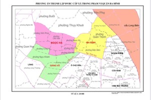 Phương án sắp xếp đơn vị hành chính cấp xã trong phạm vi quận Ba Đình.