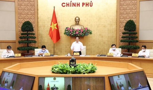 Thủ tướng Phạm Minh Chính chủ trì phiên họp Chính phủ thường kỳ tháng 8/2021. Ảnh minh họa