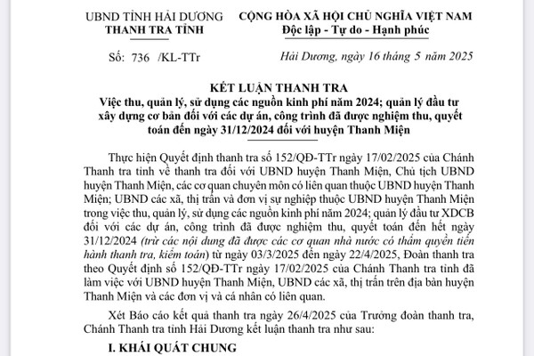Huyện Thanh Miện (Hải Dương): Có vi phạm trong quản lý đầu tư xây dựng cơ bản