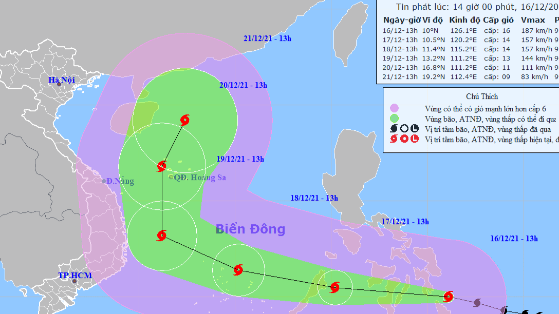 Siêu bão RAI đang tiến vào Biển Đông.
