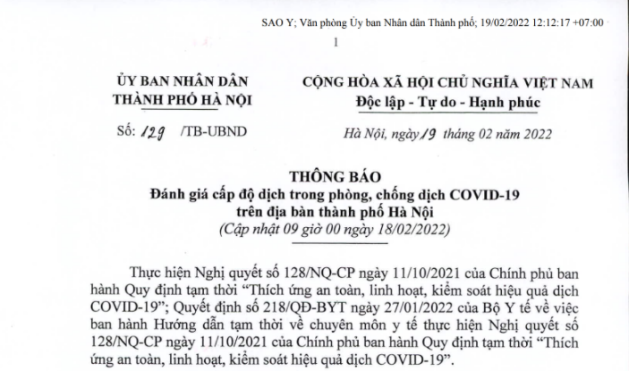 Hà Nội: Số xã, phường cấp độ 2 tăng nhanh