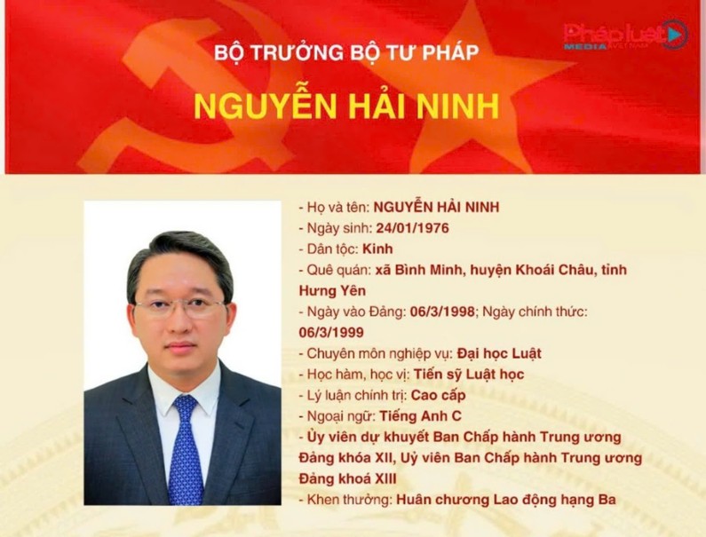 Trước khi trở thành tân Bộ trưởng Bộ Tư pháp, ông Nguyễn Hải Ninh đã trải qua nhiều vị trí quan trọng