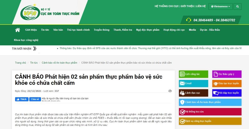 Cảnh báo các sản phẩm thực phẩm bảo vệ sức khoẻ chứa chất cấm