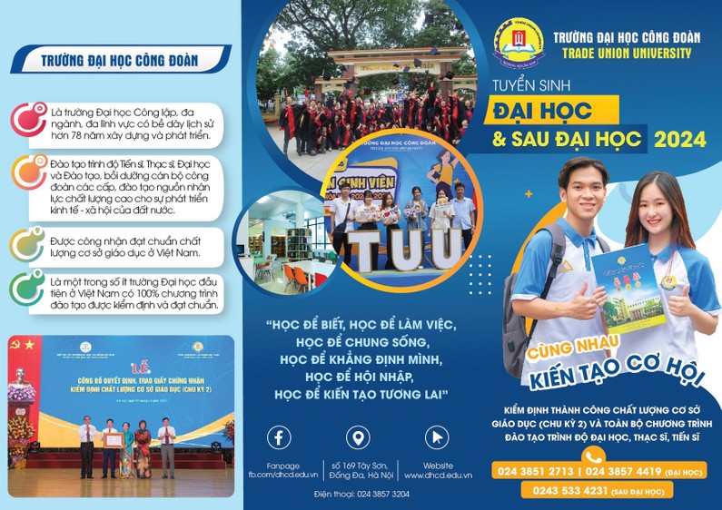 Trường Đại học Công đoàn tuyển sinh năm 2024.