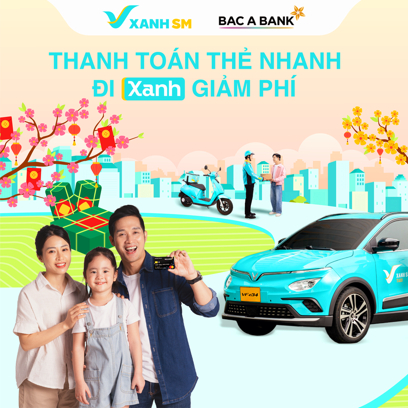 Chủ thẻ tín dụng Bac A Bank được ưu đãi 30% khi đặt Xanh SM