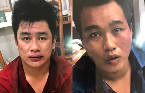 Tài Mụn và Phú sau khi bị bắt. Ảnh: Q.T