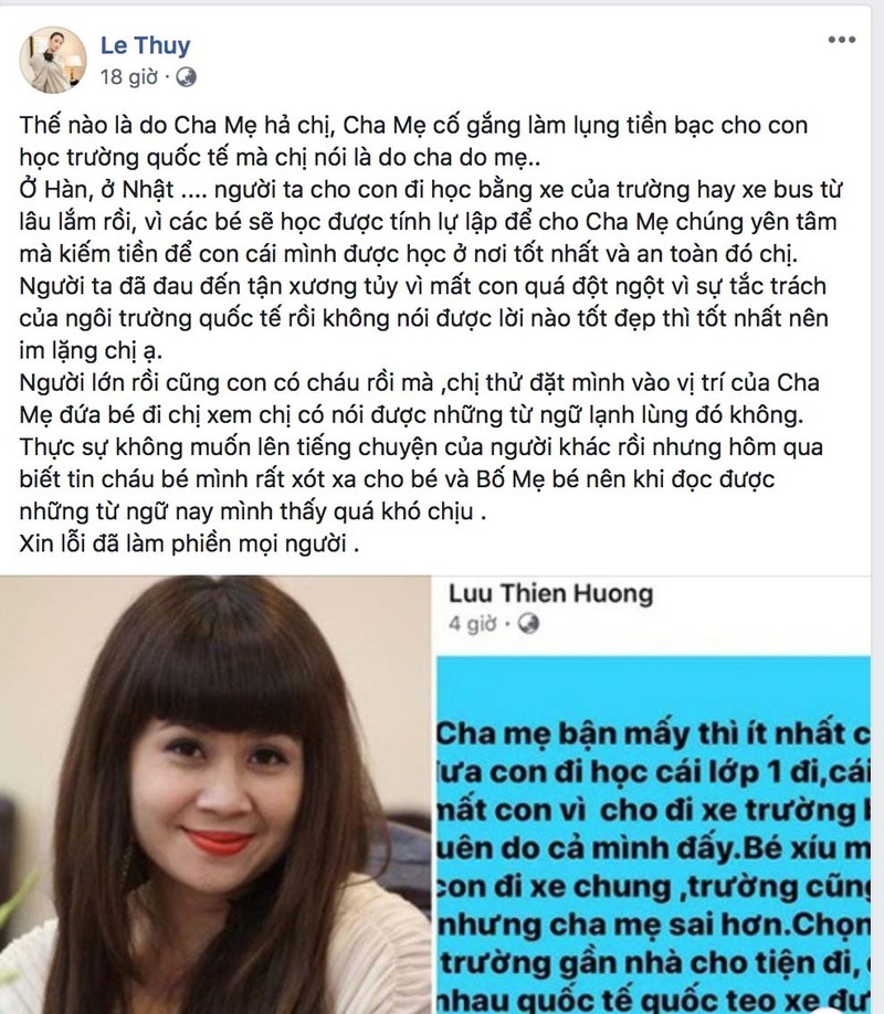 Người mẫu Lê Thuý bất bình khi Lưu Thiên Hương trách cha mẹ bé lớp 1 Gateway tử vong trên xe hình ảnh 1 nguoi mau le thuy bat binh khi luu thien huong trach cha me be lop 1 gateway tu vong tren xe hinh anh 1