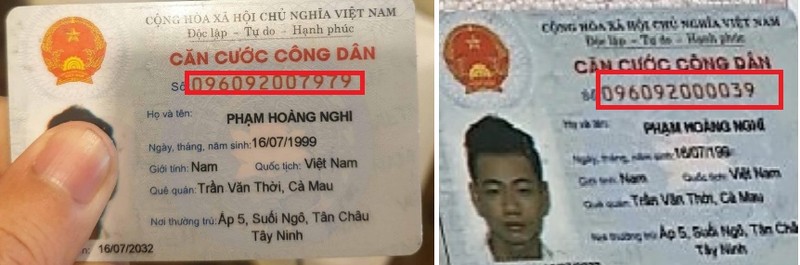 Căn cước công dân bị nghi ngờ giả mạo của Phạm Hoàng Nghi