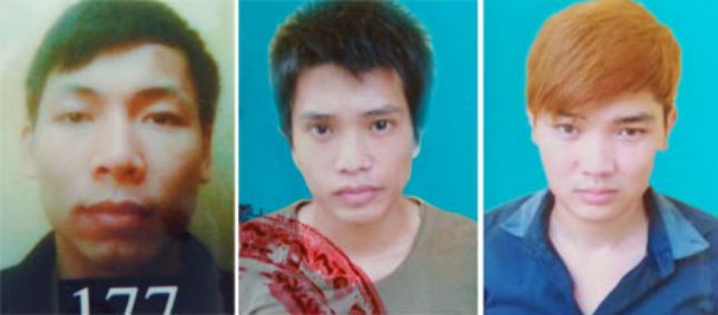 l Từ phải sang bị can Đương, Duy, Hiếu.
