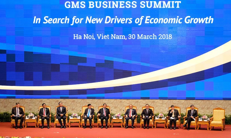 Các nhà lãnh đạo GMS, lãnh đạo các tổ chức quốc tế tại Diễn đàn. Ảnh: VGP