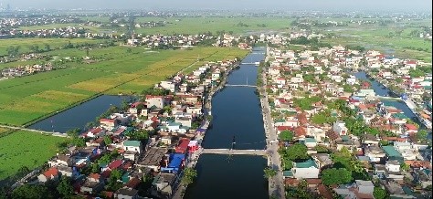 Một góc trung tâm huyện Ý Yên nhìn từ trên cao