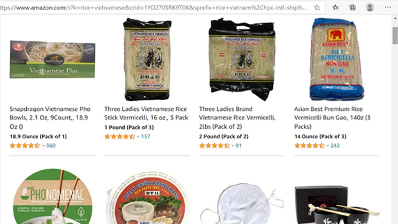 Hàng hóa Việt trên sàn TMĐT Amazon.
