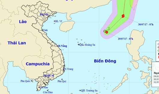 Cảnh báo mưa to dông mạnh do áp thấp mạnh lên ở Biển Đông