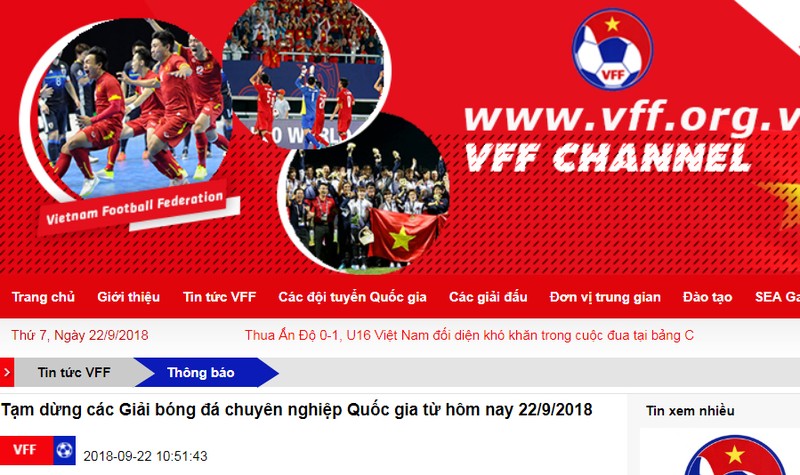 Từ hôm nay, tạm dừng các trận đấu Giải bóng đá chuyên nghiệp Quốc gia