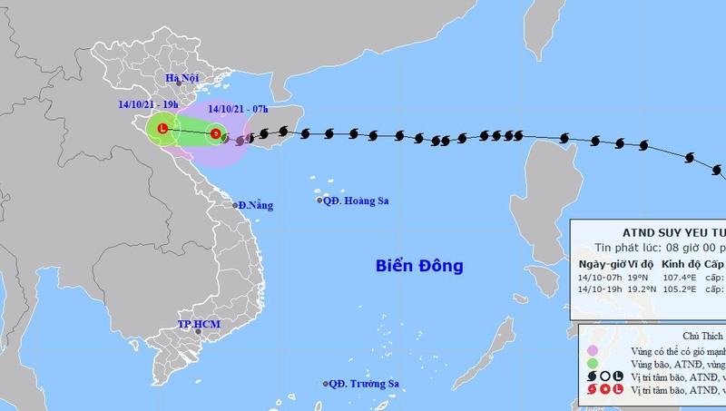 Bão suy yếu thành áp thấp nhiệt đới, di chuyển nhanh vào Thanh Hóa - Nghệ An