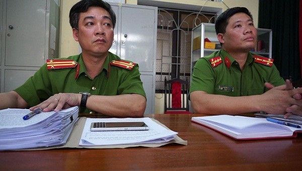Đại diện Công an TP Thái Bình làm việc với Báo PLVN