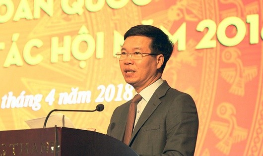 Ủy viên Bộ Chính trị, Bí thư T.Ư đảng, Trưởng Ban Tuyên giáo TƯ Võ Văn Thưởng phát biểu tại Hội nghị.