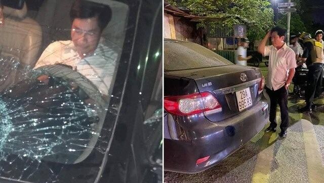 Ông Nguyễn Văn Điều bên chiếc xe gây tai nạn.