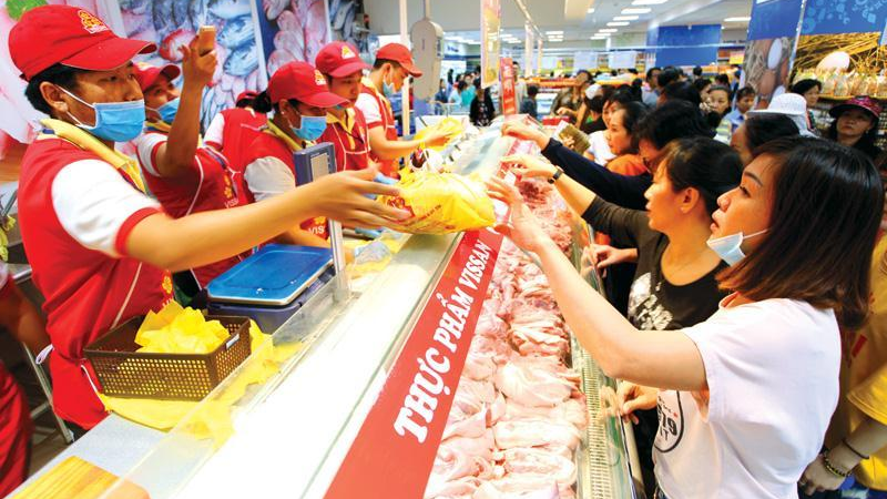 Một quầy hàng thực phẩm của Vissan trước thời điểm tạm giảm hoạt động.