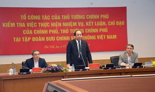 Bộ trưởng, Chủ nhiệm VPCP Mai Tiến Dũng dẫn đầu Tỏ công tác của Thủ tướng đến và làm việc với Tập đoàn VNPT