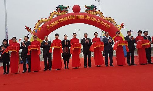 Lễ cắt băng khánh thành cầu Đăng và cầu Hàn